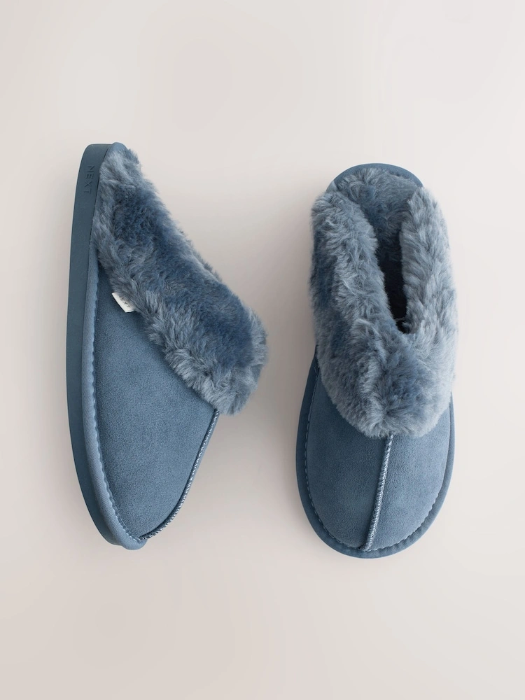 Suede Faux Fur Mule Slippers image 8