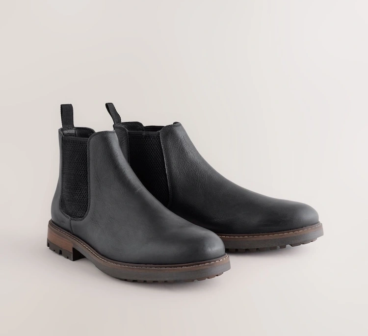 Black Casual Leather Chelsea Boots