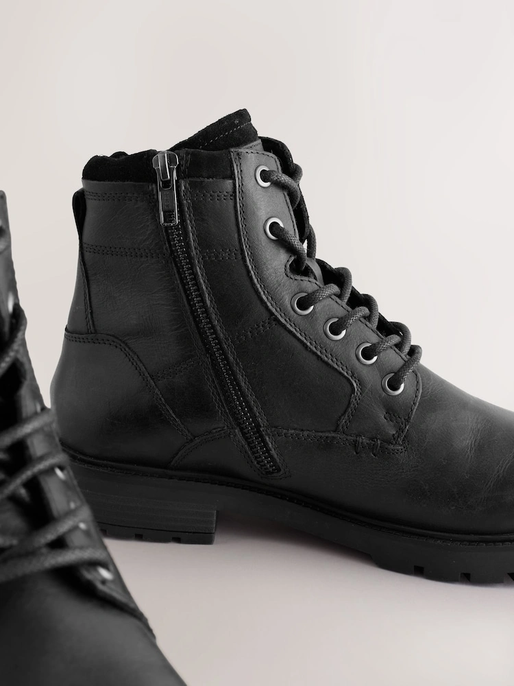 Leather Zip-Up Borg Lined Boots image 5