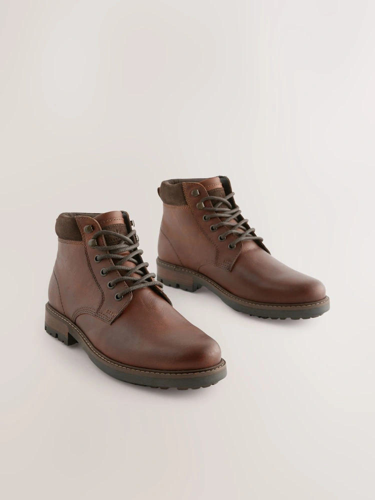 Stone Leather Lace-Up Boots image 12
